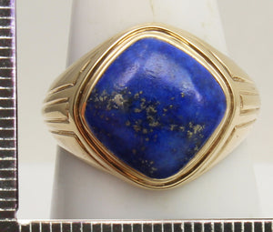 Antique 1920's Art Deco Natural Lapis Lazuli 10k Solid Yellow Gold Men's Ring