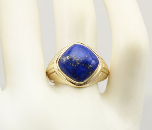 Antique 1920's Art Deco Natural Lapis Lazuli 10k Solid Yellow Gold Men's Ring