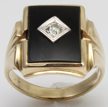 Load image into Gallery viewer, Antique 1920&#39;s Art Deco Natural Antique European Cut Diamond &amp; Onyx 10k Solid Gold Men&#39;s Ring