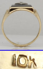 Load image into Gallery viewer, Antique 1920&#39;s Art Deco Natural Antique European Cut Diamond &amp; Onyx 10k Solid Gold Men&#39;s Ring