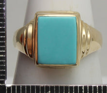 Load image into Gallery viewer, Antique 1920&#39;s Art Deco RARE Natural Persian Turquoise 10k Solid Yellow Gold Ladies Cocktail Ring