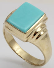 Load image into Gallery viewer, Antique 1920&#39;s Art Deco RARE Natural Persian Turquoise 10k Solid Yellow Gold Ladies Cocktail Ring