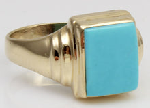 Load image into Gallery viewer, Antique 1920&#39;s Art Deco RARE Natural Persian Turquoise 10k Solid Yellow Gold Ladies Cocktail Ring