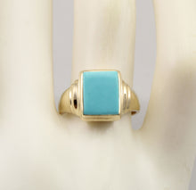 Load image into Gallery viewer, Antique 1920&#39;s Art Deco RARE Natural Persian Turquoise 10k Solid Yellow Gold Ladies Cocktail Ring