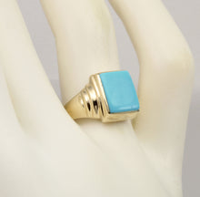 Load image into Gallery viewer, Antique 1920&#39;s Art Deco RARE Natural Persian Turquoise 10k Solid Yellow Gold Ladies Cocktail Ring