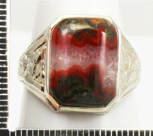 Load image into Gallery viewer, Antique 1920&#39;s Art Deco RARE Natural Banded Red Agate Hand Engraved 10k Solid White Gold Men&#39;s Ring