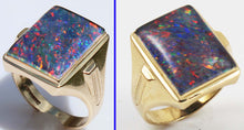 Load image into Gallery viewer, Antique SIGNED Stern &amp; Stern of NY Art Deco LARGE RAINBOW Natural Opal 10k Solid Gold Men&#39;s Ring