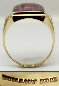 Antique SIGNED Stern & Stern of NY Art Deco LARGE RAINBOW Natural Opal 10k Solid Gold Men's Ring