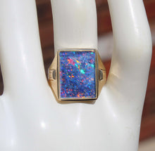 Load image into Gallery viewer, Antique SIGNED Stern &amp; Stern of NY Art Deco LARGE RAINBOW Natural Opal 10k Solid Gold Men&#39;s Ring