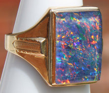 Load image into Gallery viewer, Antique SIGNED Stern &amp; Stern of NY Art Deco LARGE RAINBOW Natural Opal 10k Solid Gold Men&#39;s Ring