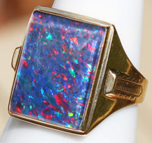 Load image into Gallery viewer, Antique SIGNED Stern &amp; Stern of NY Art Deco LARGE RAINBOW Natural Opal 10k Solid Gold Men&#39;s Ring