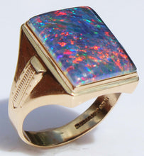 Load image into Gallery viewer, Antique SIGNED Stern &amp; Stern of NY Art Deco LARGE RAINBOW Natural Opal 10k Solid Gold Men&#39;s Ring