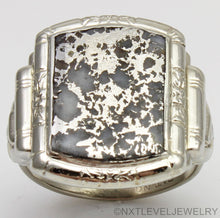 Load image into Gallery viewer, Antique 1930&#39;s Late Period Art Deco RARE Natural Silver Ore in Quartz 10k Solid White Gold Mens Ring