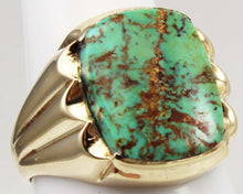 Load image into Gallery viewer, Antique 1920&#39;s Art Deco RARE COLLAPSED ORANGE Matrix Kingman Turquoise 10k Solid Gold Men&#39;s Ring