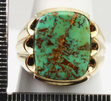 Load image into Gallery viewer, Antique 1920&#39;s Art Deco RARE COLLAPSED ORANGE Matrix Kingman Turquoise 10k Solid Gold Men&#39;s Ring