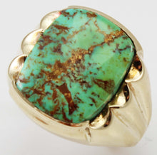 Load image into Gallery viewer, Antique 1920&#39;s Art Deco RARE COLLAPSED ORANGE Matrix Kingman Turquoise 10k Solid Gold Men&#39;s Ring