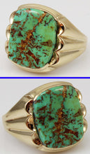 Load image into Gallery viewer, Antique 1920&#39;s Art Deco RARE COLLAPSED ORANGE Matrix Kingman Turquoise 10k Solid Gold Men&#39;s Ring