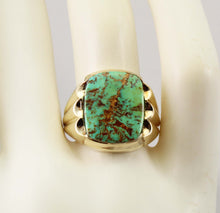 Load image into Gallery viewer, Antique 1920&#39;s Art Deco RARE COLLAPSED ORANGE Matrix Kingman Turquoise 10k Solid Gold Men&#39;s Ring