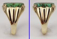 Load image into Gallery viewer, Antique 1920&#39;s Art Deco RARE COLLAPSED ORANGE Matrix Kingman Turquoise 10k Solid Gold Men&#39;s Ring