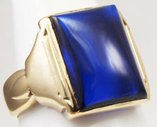 Load image into Gallery viewer, Art Deco 10k Solid Yellow Gold 16x12mm Rectangular Blue Spinel Cabochon