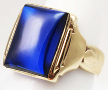 Load image into Gallery viewer, Art Deco 10k Solid Yellow Gold 16x12mm Rectangular Blue Spinel Cabochon