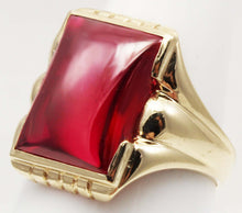 Load image into Gallery viewer, Antique 1920&#39;s Art Deco LARGE 12ct Ruby Cabochon 10k Solid Yellow Gold Men&#39;s Ring