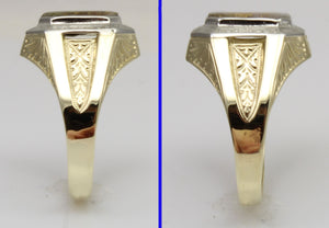 Antique 1920's Art Deco SIGNED Ostby & Barton RARE Natural Gold in Quartz 10k Solid Gold Men's Ring