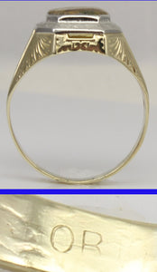 Antique 1920's Art Deco SIGNED Ostby & Barton RARE Natural Gold in Quartz 10k Solid Gold Men's Ring