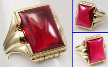 Load image into Gallery viewer, Antique 1920&#39;s Art Deco LARGE 12ct Ruby Cabochon 10k Solid Yellow Gold Men&#39;s Ring