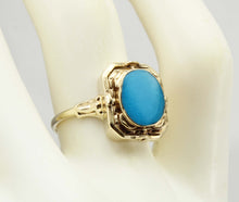 Load image into Gallery viewer, Antique SIGNED ESEMCO 1920s Art Deco Opal &amp; Persian Turquoise 10k Solid Gold Cocktail RARE Flip Ring