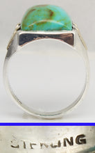 Load image into Gallery viewer, Antique 1920s Art Deco Natural BEAUTIFUL ORANGE MATRIX Kingman Turquoise Silver &amp; 10k Gold Mens Ring