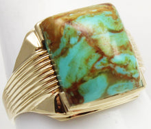 Load image into Gallery viewer, Vintage 1940&#39;s RARE COLLAPSED ORANGE Matrix Kingman Mine Turquoise 10k Solid Gold Men&#39;s Ring
