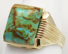 Load image into Gallery viewer, Vintage 1940&#39;s RARE COLLAPSED ORANGE Matrix Kingman Mine Turquoise 10k Solid Gold Men&#39;s Ring