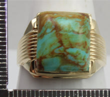 Load image into Gallery viewer, Vintage 1940&#39;s RARE COLLAPSED ORANGE Matrix Kingman Mine Turquoise 10k Solid Gold Men&#39;s Ring