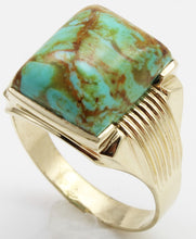 Load image into Gallery viewer, Vintage 1940&#39;s RARE COLLAPSED ORANGE Matrix Kingman Mine Turquoise 10k Solid Gold Men&#39;s Ring