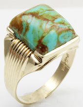 Load image into Gallery viewer, Vintage 1940&#39;s RARE COLLAPSED ORANGE Matrix Kingman Mine Turquoise 10k Solid Gold Men&#39;s Ring
