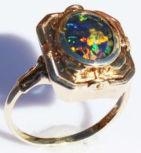 Load image into Gallery viewer, Antique SIGNED ESEMCO 1920s Art Deco Opal &amp; Persian Turquoise 10k Solid Gold Cocktail RARE Flip Ring