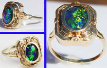 Load image into Gallery viewer, Antique SIGNED ESEMCO 1920s Art Deco Opal &amp; Persian Turquoise 10k Solid Gold Cocktail RARE Flip Ring