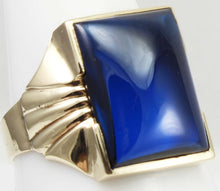 Load image into Gallery viewer, Antique 1920&#39;s Art Deco LARGE 12ct Blue Sapphire 10k Solid Yellow Gold Men&#39;s Ring