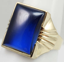 Load image into Gallery viewer, Antique 1920&#39;s Art Deco LARGE 12ct Blue Sapphire 10k Solid Yellow Gold Men&#39;s Ring