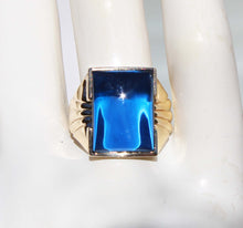 Load image into Gallery viewer, Antique 1920&#39;s Art Deco LARGE 12ct Blue Sapphire 10k Solid Yellow Gold Men&#39;s Ring