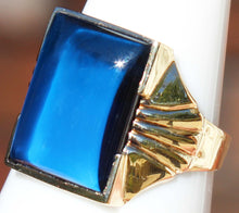 Load image into Gallery viewer, Antique 1920&#39;s Art Deco LARGE 12ct Blue Sapphire 10k Solid Yellow Gold Men&#39;s Ring