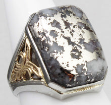 Load image into Gallery viewer, Antique 1920&#39;s Art Deco RARE Natural Silver Ore in Quartz 10k Solid White &amp; Yellow Gold Men&#39;s Ring