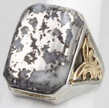 Load image into Gallery viewer, Antique 1920&#39;s Art Deco RARE Natural Silver Ore in Quartz 10k Solid White &amp; Yellow Gold Men&#39;s Ring