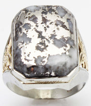 Load image into Gallery viewer, Antique 1920&#39;s Art Deco RARE Natural Silver Ore in Quartz 10k Solid White &amp; Yellow Gold Men&#39;s Ring