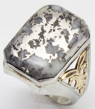 Load image into Gallery viewer, Antique 1920&#39;s Art Deco RARE Natural Silver Ore in Quartz 10k Solid White &amp; Yellow Gold Men&#39;s Ring