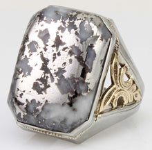 Load image into Gallery viewer, Antique 1920&#39;s Art Deco RARE Natural Silver Ore in Quartz 10k Solid White &amp; Yellow Gold Men&#39;s Ring