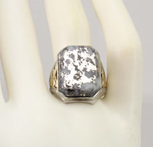 Load image into Gallery viewer, Antique 1920&#39;s Art Deco RARE Natural Silver Ore in Quartz 10k Solid White &amp; Yellow Gold Men&#39;s Ring