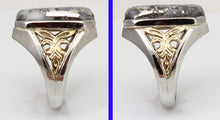 Load image into Gallery viewer, Antique 1920&#39;s Art Deco RARE Natural Silver Ore in Quartz 10k Solid White &amp; Yellow Gold Men&#39;s Ring