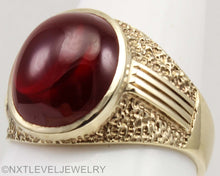 Load image into Gallery viewer, Vintage 1940's LARGE 10ct Ruby Cabochon 10k Solid Yellow Gold Men's Ring